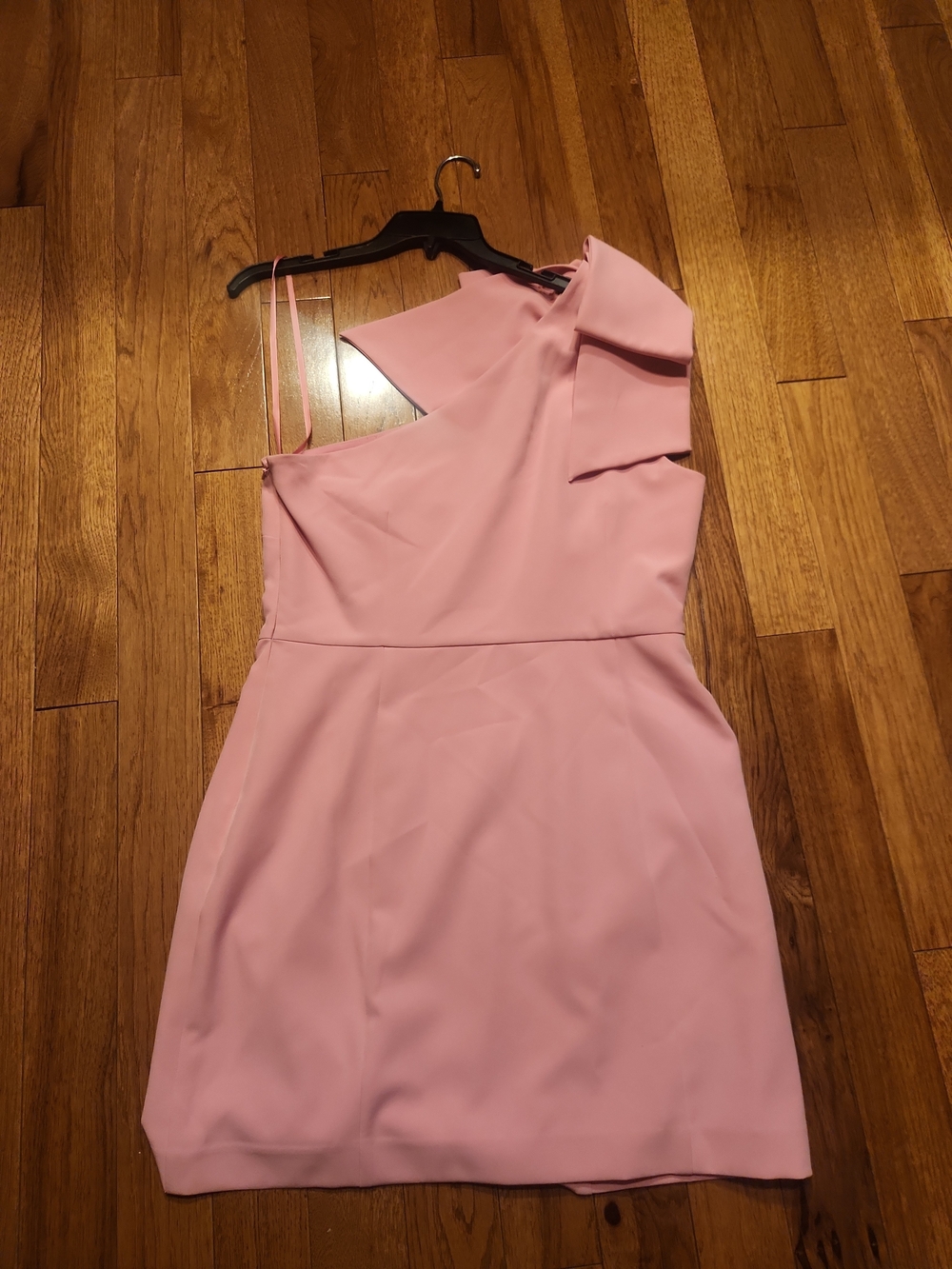 Gianni Bini Pink One Shoulder Bow Mini Dress Size 12 - Picture 2 of 5